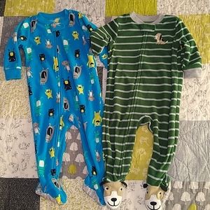 Fleece footie pajamas, monsters, dog